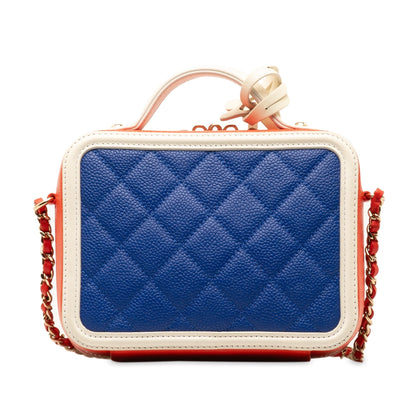CHANEL Small Caviar Filigree Vanity Case Satchel