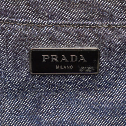 Prada Canapa Jeweled Denim Satchel