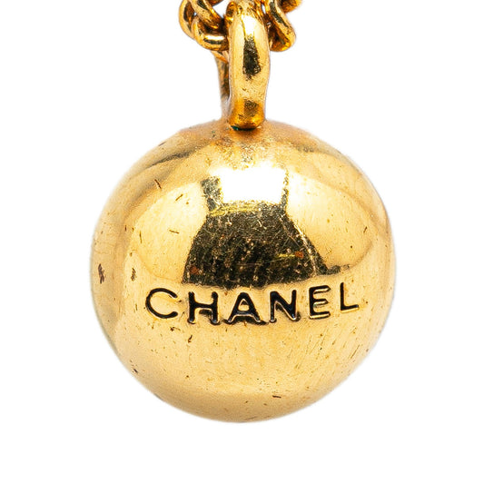 Gold Chanel Gold Plated Sphere Charm Pendant Necklace