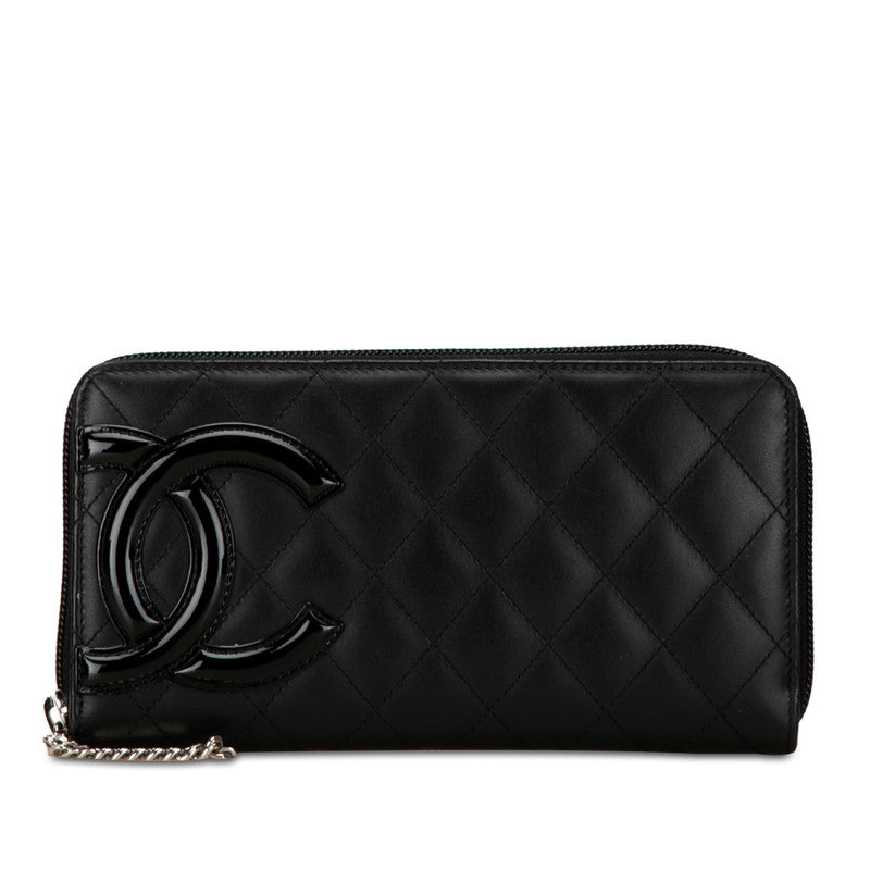 Chanel Cambon Quilted Leather Zip Around Wallet Leather Long Wallet in Good condition
