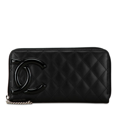 Chanel Cambon Quilted Leather Zip Around Wallet Leather Long Wallet in Good condition
