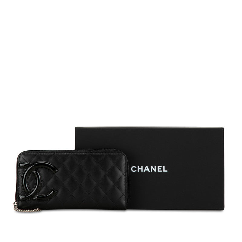 Chanel Cambon Quilted Leather Zip Around Wallet Leather Long Wallet in Good condition