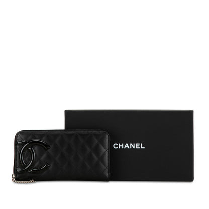 Chanel Cambon Quilted Leather Zip Around Wallet Leather Long Wallet in Good condition
