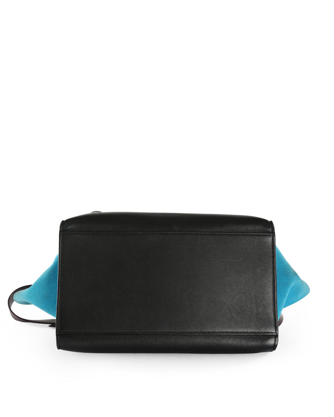 Celine Black/Burgundy/Blue Leather & Suede Small Trapeze Handle Bag