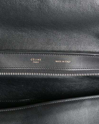 Celine Black/Burgundy/Blue Leather & Suede Small Trapeze Handle Bag