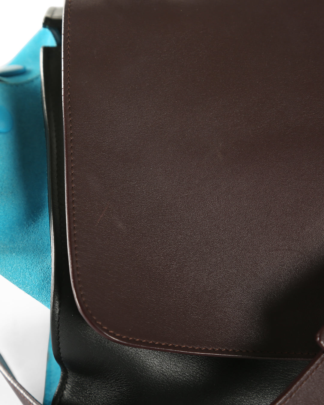 Celine Black/Burgundy/Blue Leather & Suede Small Trapeze Handle Bag