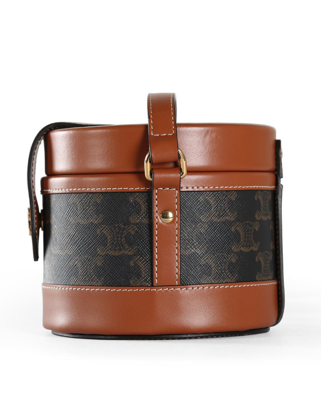 Celine Brown/Tan Triomphe Coated Canvas & Calfskin Leather Medium Crossbody Bag