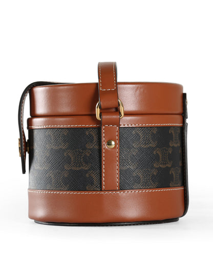 Celine Brown/Tan Triomphe Coated Canvas & Calfskin Leather Medium Crossbody Bag