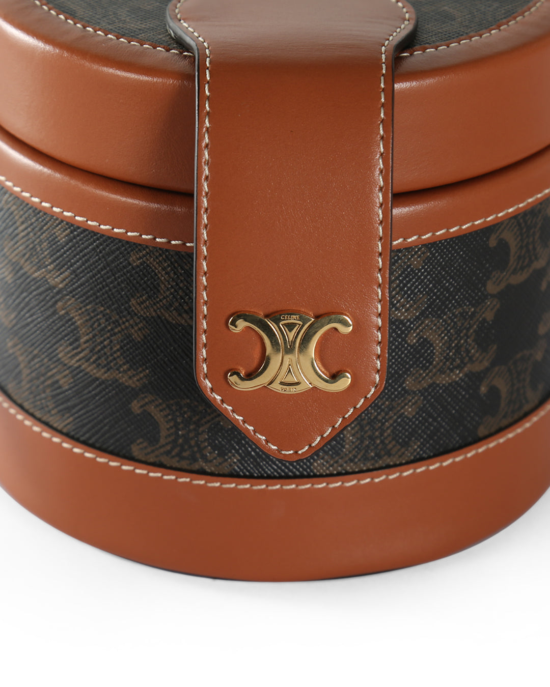 Celine Brown/Tan Triomphe Coated Canvas & Calfskin Leather Medium Crossbody Bag