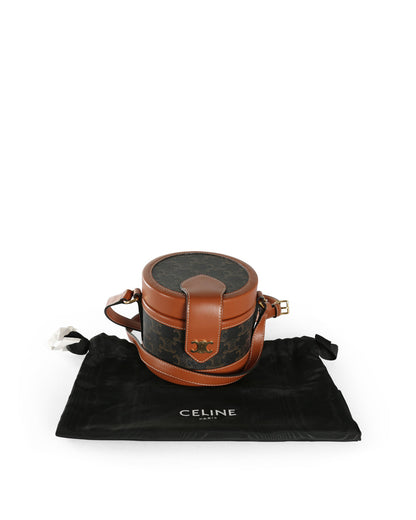 Celine Brown/Tan Triomphe Coated Canvas & Calfskin Leather Medium Crossbody Bag