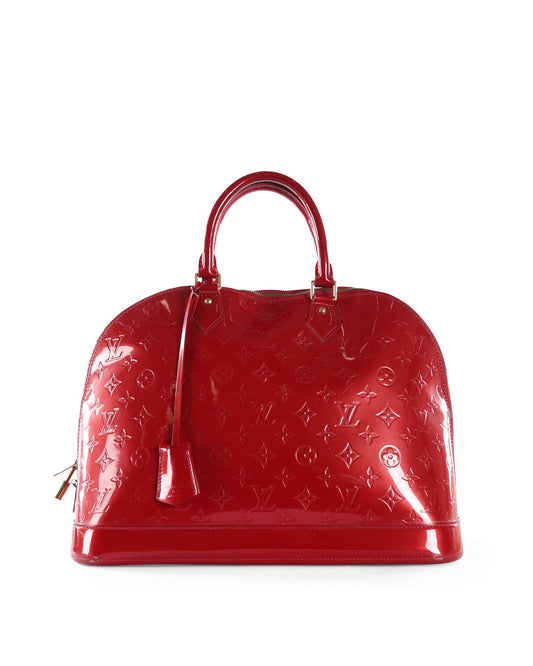 LOUIS VUITTON Red Patent Leather Alma GM Bag