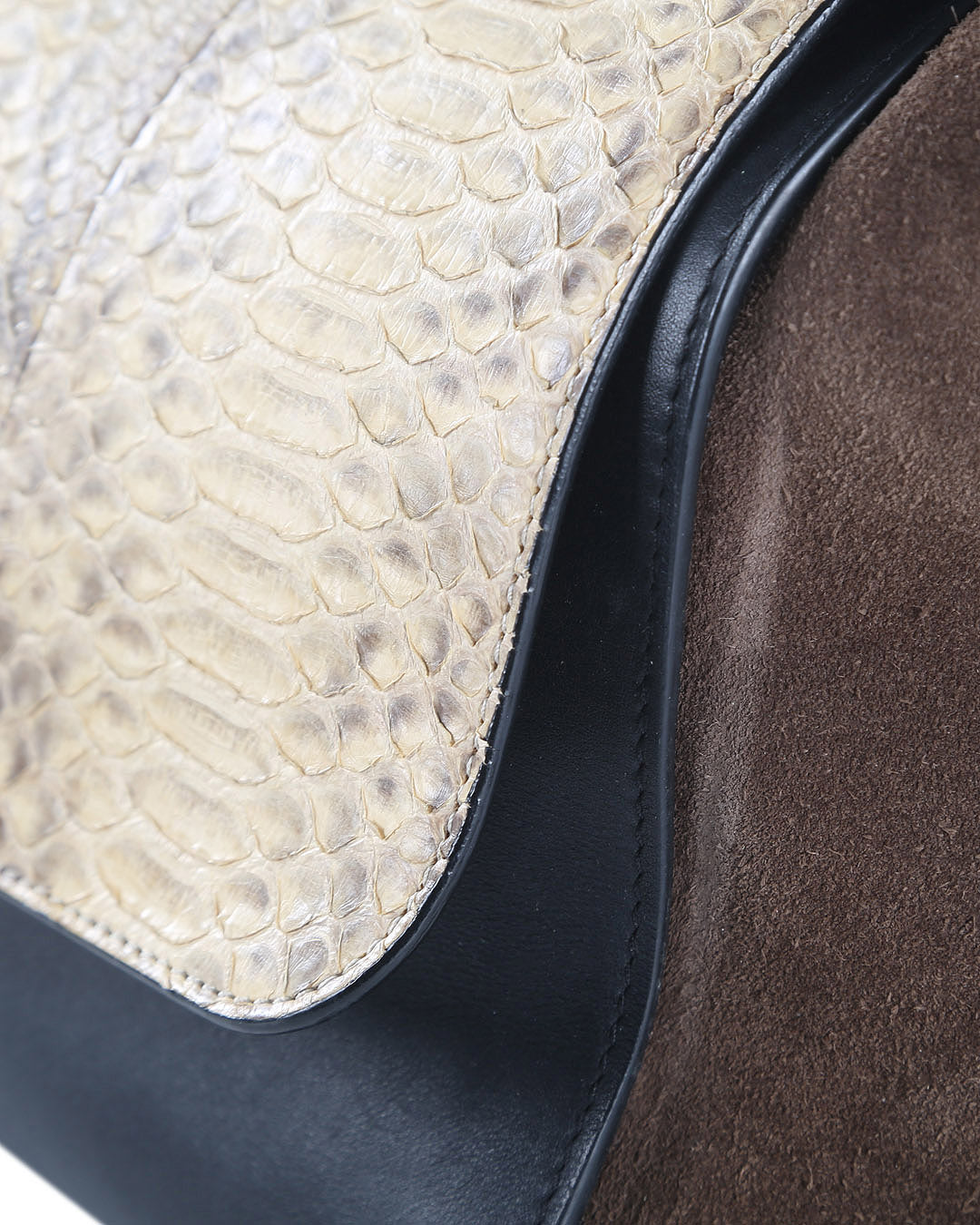 Celine Black & Brown Python Leather & Suede MediumTrapeze Bag