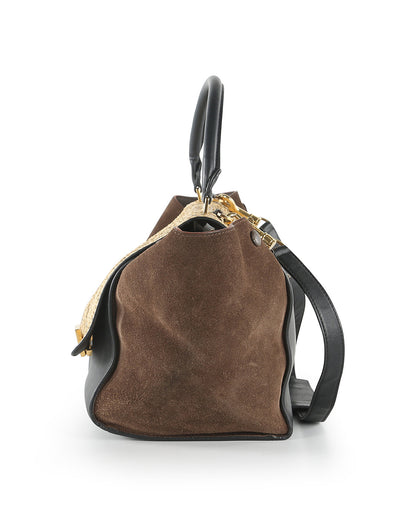 Celine Black & Brown Python Leather & Suede MediumTrapeze Bag