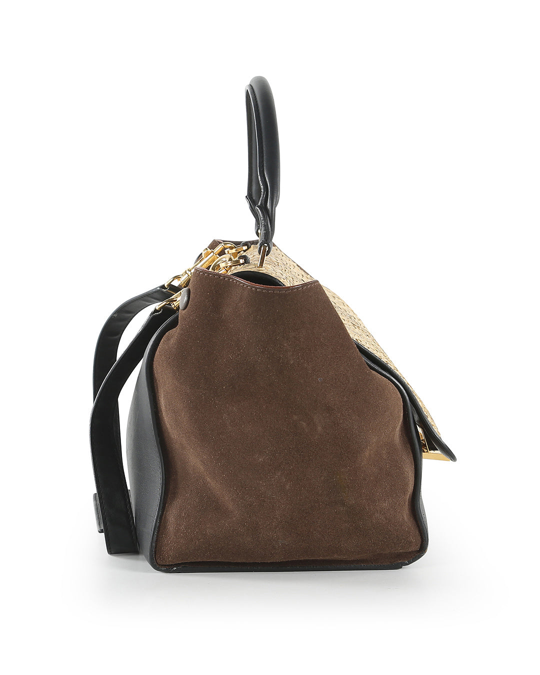 Celine Black & Brown Python Leather & Suede MediumTrapeze Bag