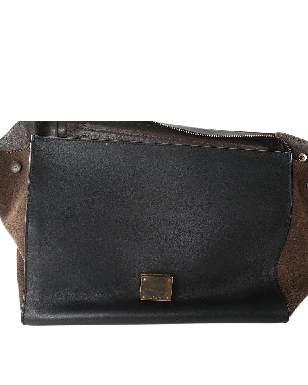 Celine Black & Brown Python Leather & Suede MediumTrapeze Bag