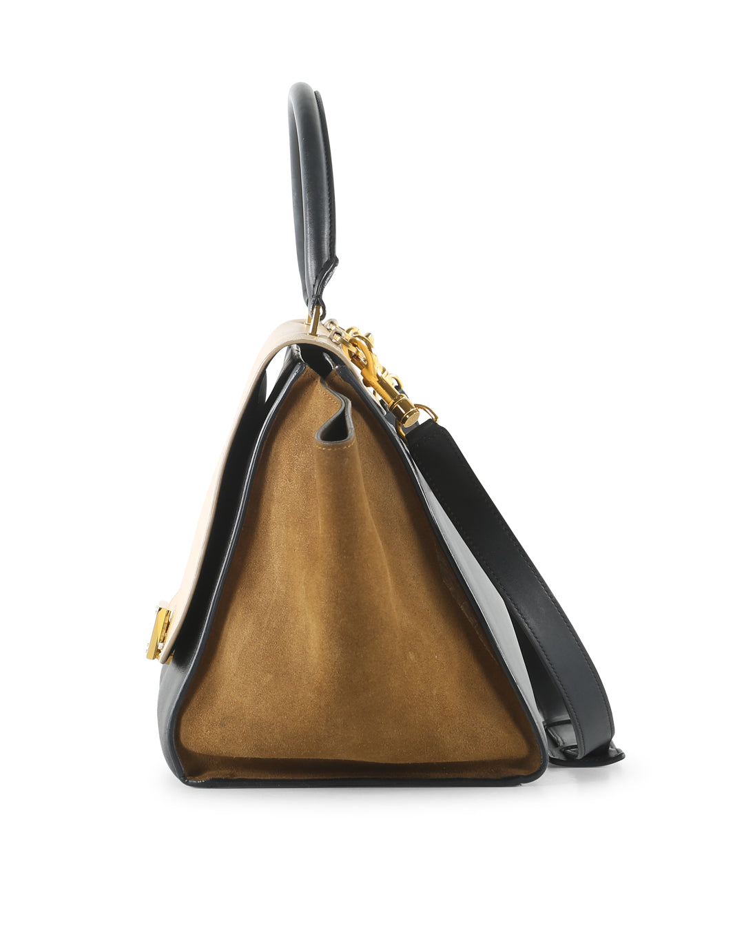 Celine Tricolor Leather and Suede Medium Trapeze Handbag