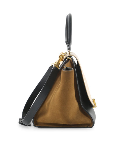 Celine Tricolor Leather and Suede Medium Trapeze Handbag