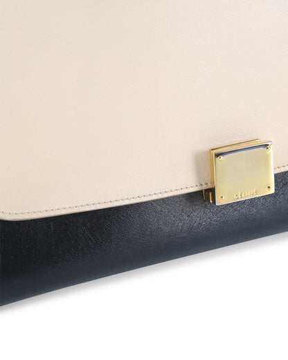Celine Tricolor Leather and Suede Medium Trapeze Handbag