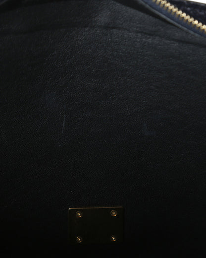 Celine Navy Blue Python Embossed Leather & Suede Medium Trapeze Bag