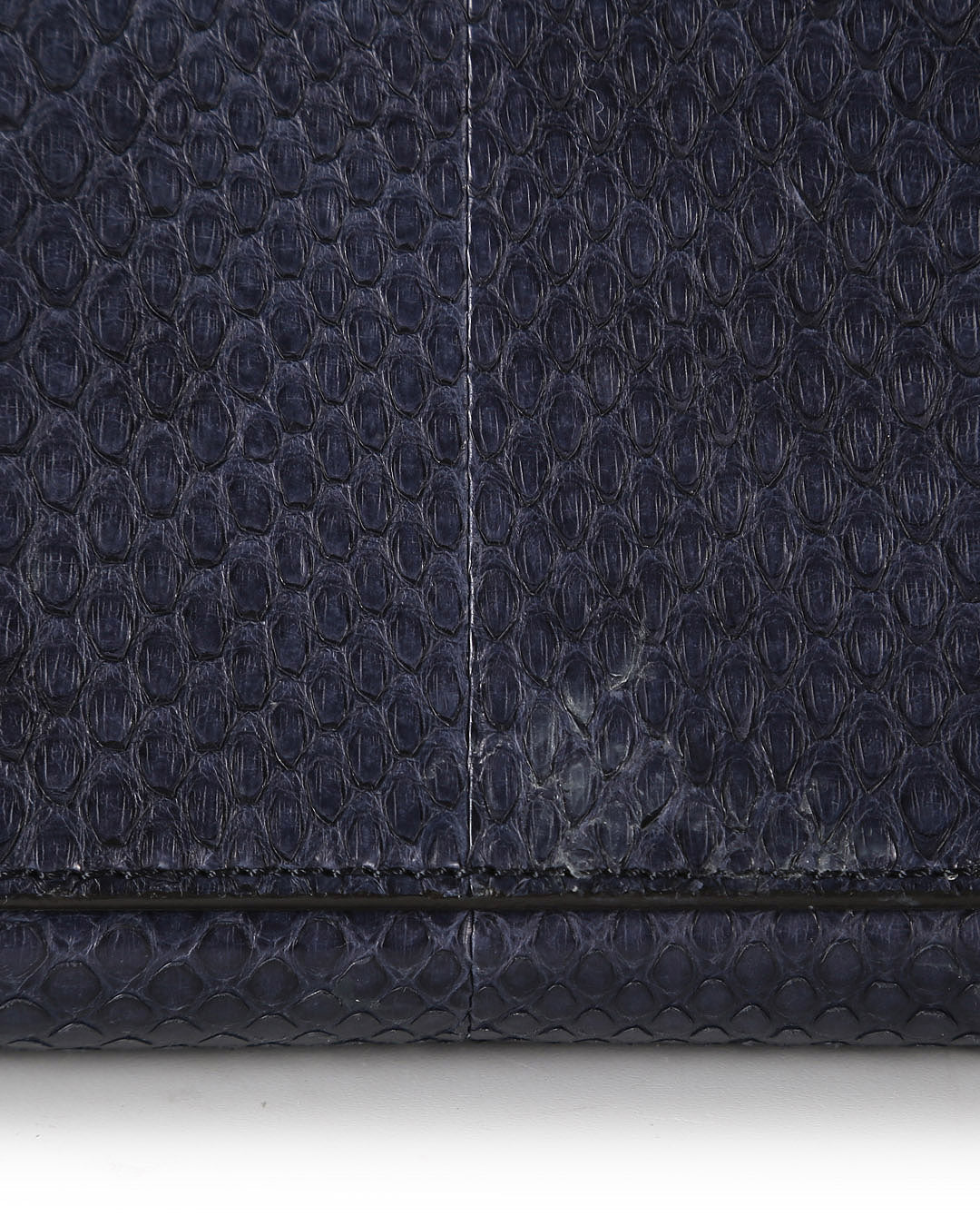 Celine Navy Blue Python Embossed Leather & Suede Medium Trapeze Bag