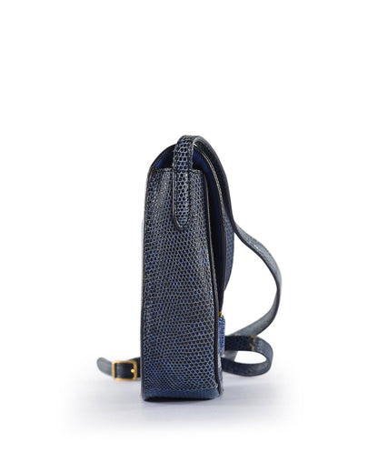 Celine Blue Lizard Leather Trotteur Crossbody Bag