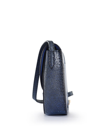 Celine Blue Lizard Leather Trotteur Crossbody Bag