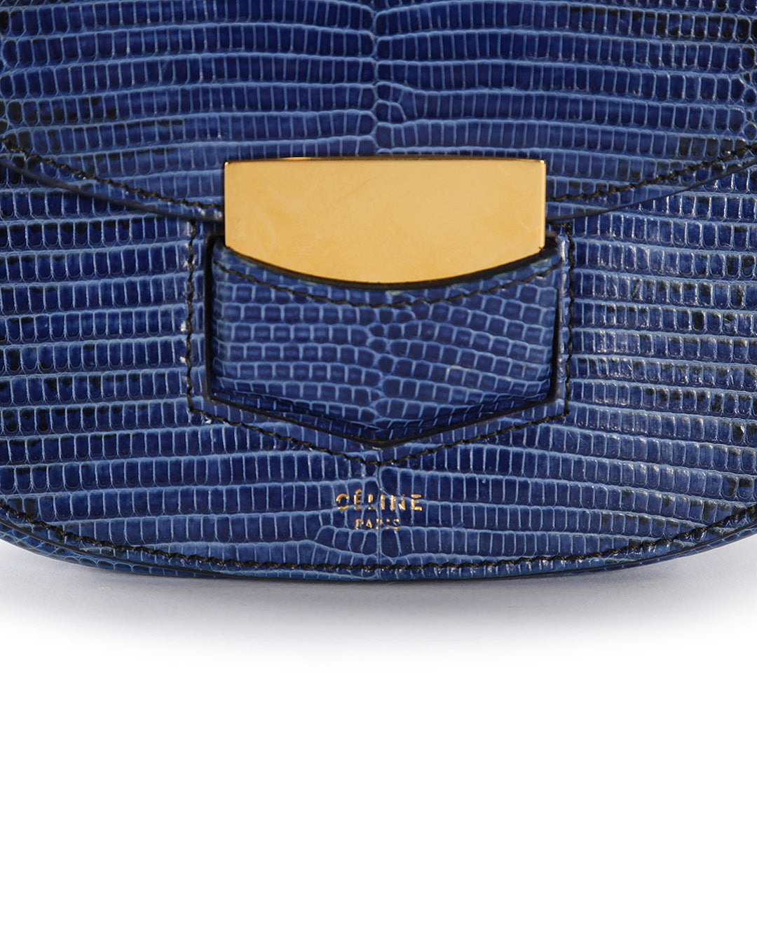 Celine Blue Lizard Leather Trotteur Crossbody Bag