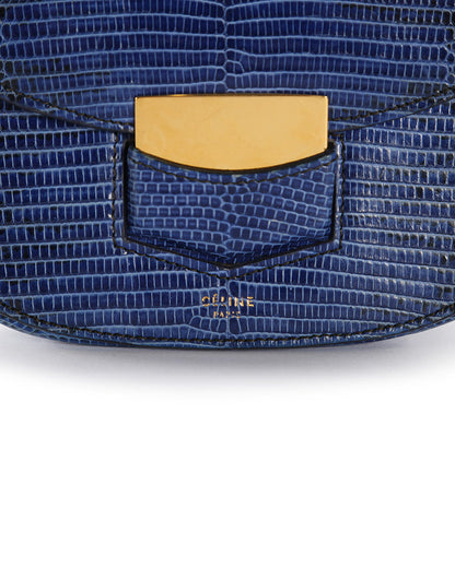Celine Blue Lizard Leather Trotteur Crossbody Bag