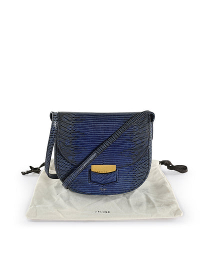 Celine Blue Lizard Leather Trotteur Crossbody Bag