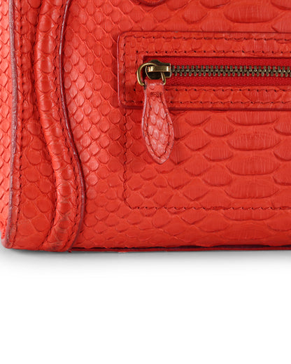 Celine Coral Python Nano Luggage Tote Bag