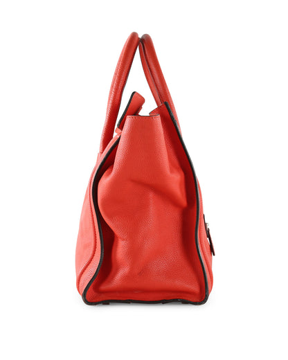 Celine Coral Calfskin Leather Mini Luggage Tote Bag