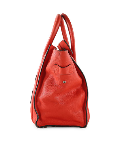 Celine Coral Calfskin Leather Mini Luggage Tote Bag