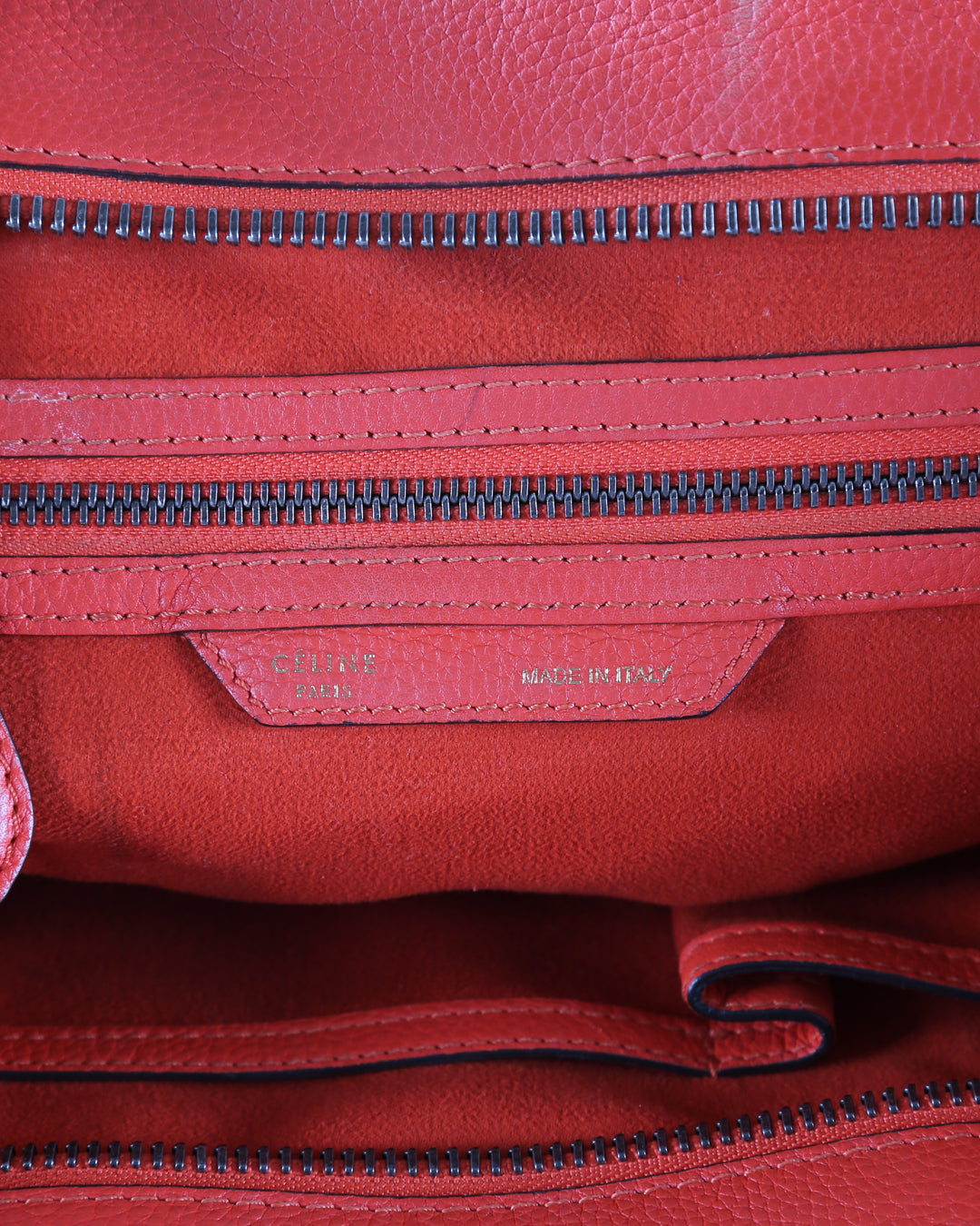 Celine Coral Calfskin Leather Mini Luggage Tote Bag