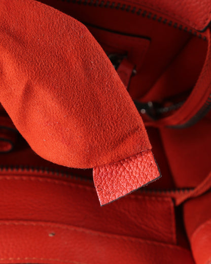 Celine Coral Calfskin Leather Mini Luggage Tote Bag