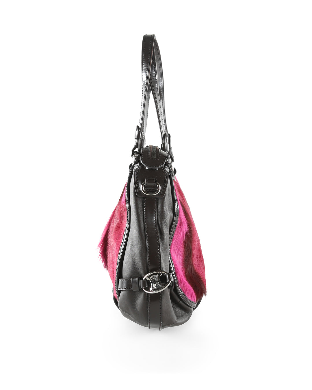Celine Brown/Majenta Leather & Pony Hair Shoulder Bag
