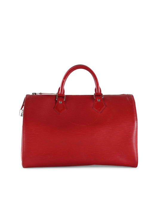 LOUIS VUITTON Red Epi Leather Speedy 35 Handle Bag