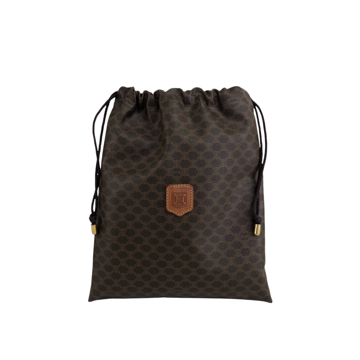 CELINE  Drawstring Small Handbag Pouch Brown Vintage 2fz5x8