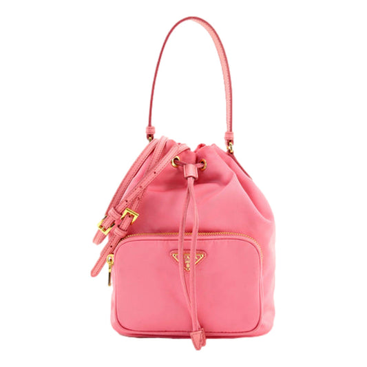 Prada Re-Nylon Saffiano Duet Bucket Crossbody Bag Small Begonia Pink