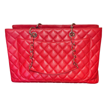 Chanel Grand Shopping Tote Quilted Caviar Leather XL Red (GST)