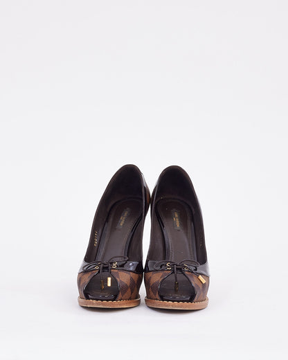 Louis Vuitton Damier Ebene Canvas Peep Toe Pumps - 40