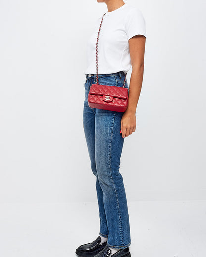 Chanel Red Caviar Quilted Mini Rectangular Classic Flap Bag