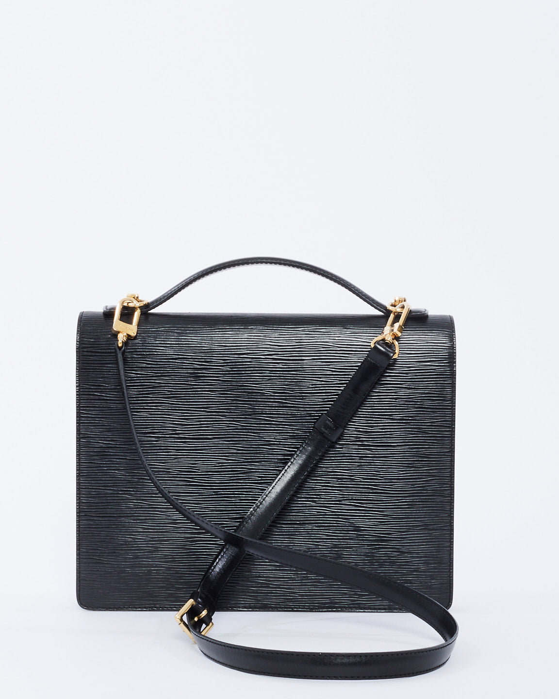 Louis Vuitton Black Epi Leather Monceau 28 Convertible Top Handle Bag