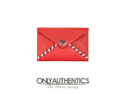 Chanel Red Lambskin Airlines Envelope Clutch