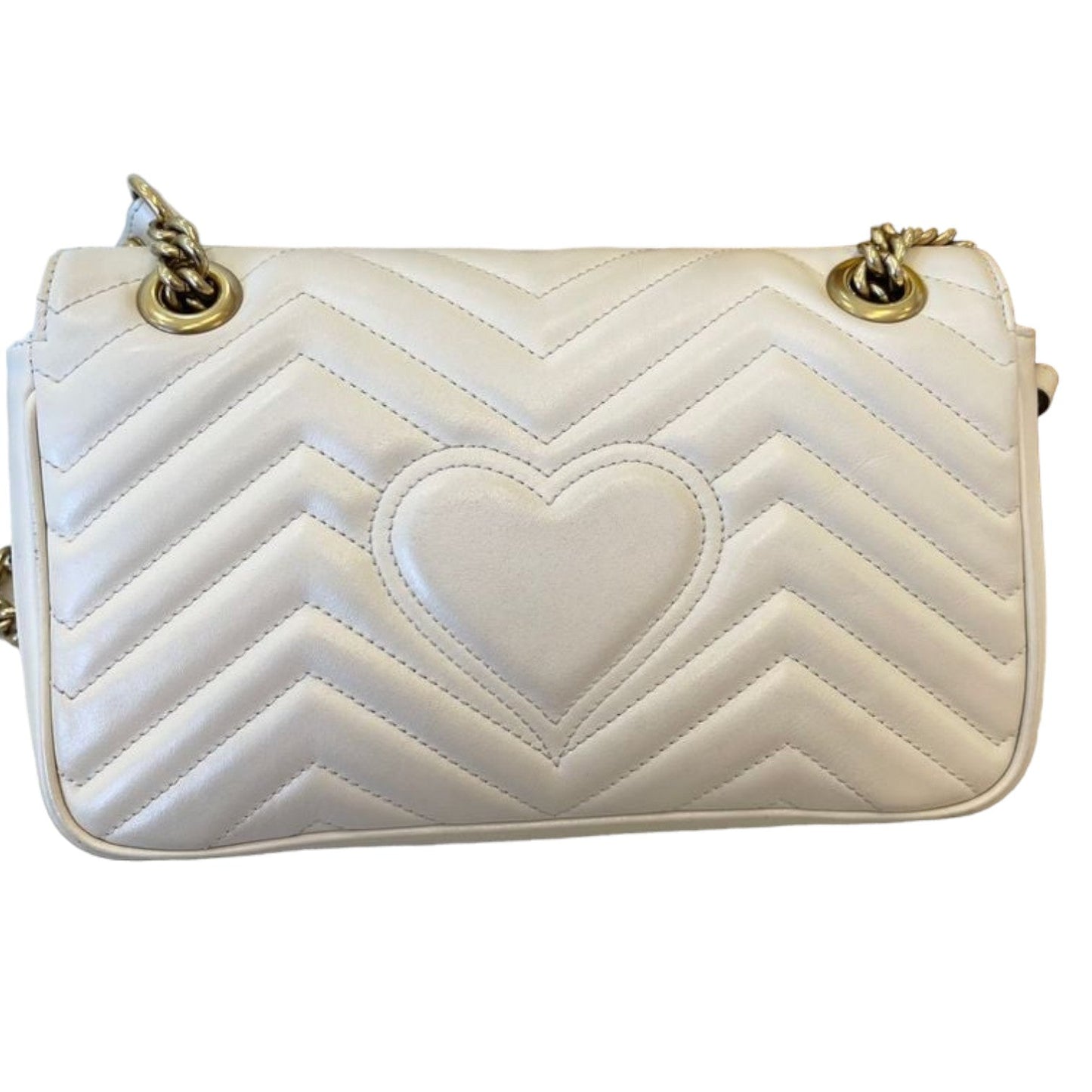 Gucci GG Marmont Small Shoulder Calfskin Matelasse White GHW