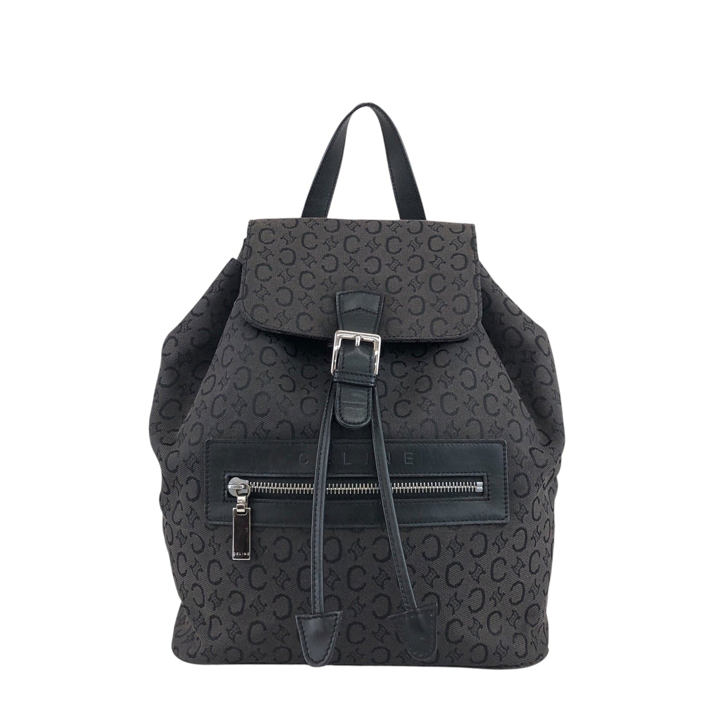 CELINE Front Buckl Backpack Black Vintage u4kmmj