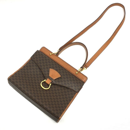 CELINE Shoulder Bag PVC / Leather Brown Macadam One handle Women Secondhand
