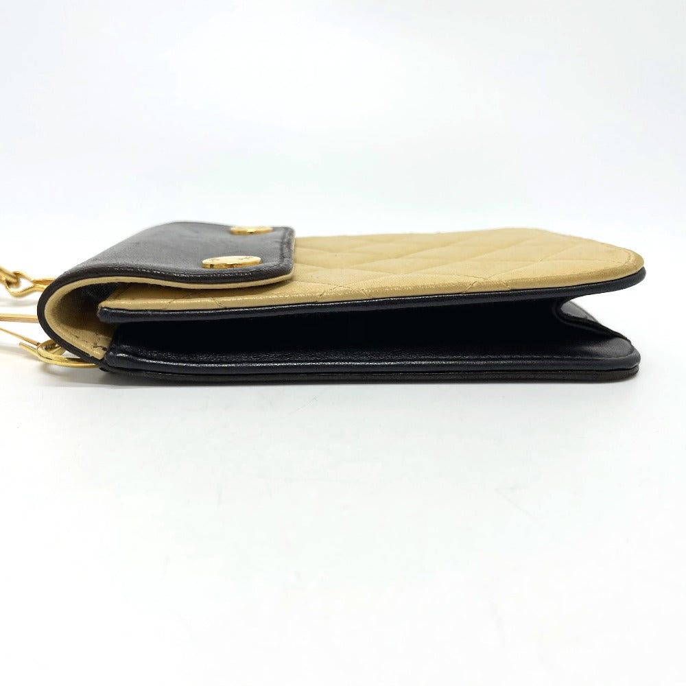 CHANEL Waist bag lambskin Black x beige Matrasse Bicolor Women Used