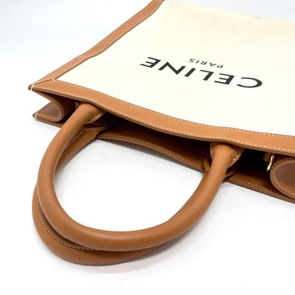 CELINE Shoulder Bag 192082BNZ.02NT Leather / canvas Natural x tongue Bar Tikal Hippo Small Women Secondhand