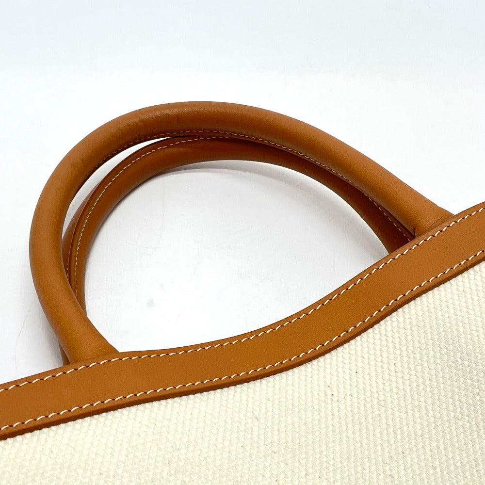 CELINE Shoulder Bag 192082BNZ.02NT Leather / canvas Natural x tongue Bar Tikal Hippo Small Women Secondhand