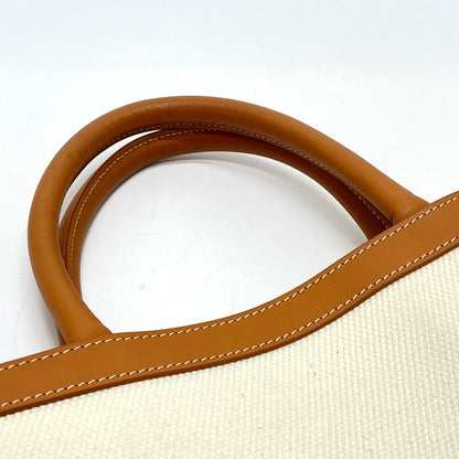 CELINE Shoulder Bag 192082BNZ.02NT Leather / canvas Natural x tongue Bar Tikal Hippo Small Women Secondhand